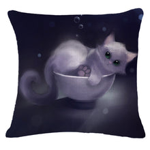 Cute Black Cat Decorative Square Decorative Cotton / Linen Pillowcase 18x18 inches