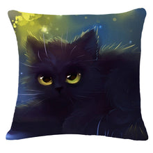 Cute Black Cat Decorative Square Decorative Cotton / Linen Pillowcase 18x18 inches