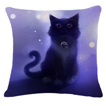 Cute Black Cat Decorative Square Decorative Cotton / Linen Pillowcase 18x18 inches