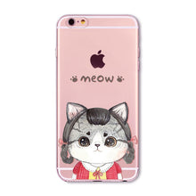 Cute Cat Transparent Soft Silicone Cell Phone Case For Apple iPhone 6 6s 7 Plus 6sPlus 6Plus 4 4s 5 5s SE