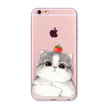 Cute Cat Transparent Soft Silicone Cell Phone Case For Apple iPhone 6 6s 7 Plus 6sPlus 6Plus 4 4s 5 5s SE