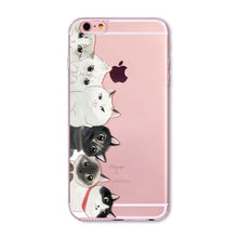 Cute Cat Transparent Soft Silicone Cell Phone Case For Apple iPhone 6 6s 7 Plus 6sPlus 6Plus 4 4s 5 5s SE