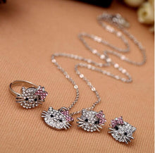 Rhinestone Cat Design Pendant Chain Necklace