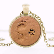 Dog Lover Paw Print in Sand Pendant Necklace