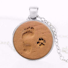Dog Lover Paw Print in Sand Pendant Necklace