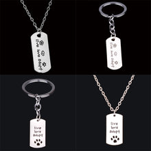 Silver Dog Paws Live Love Adopt Pendant Necklace / Key Chain Keychain