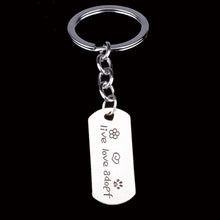 Silver Dog Paws Live Love Adopt Pendant Necklace / Key Chain Keychain