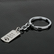 Silver Dog Paws Live Love Adopt Pendant Necklace / Key Chain Keychain
