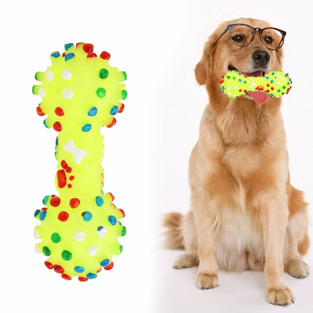 Colorful Dotted Dumbbell Shaped Dog Toy