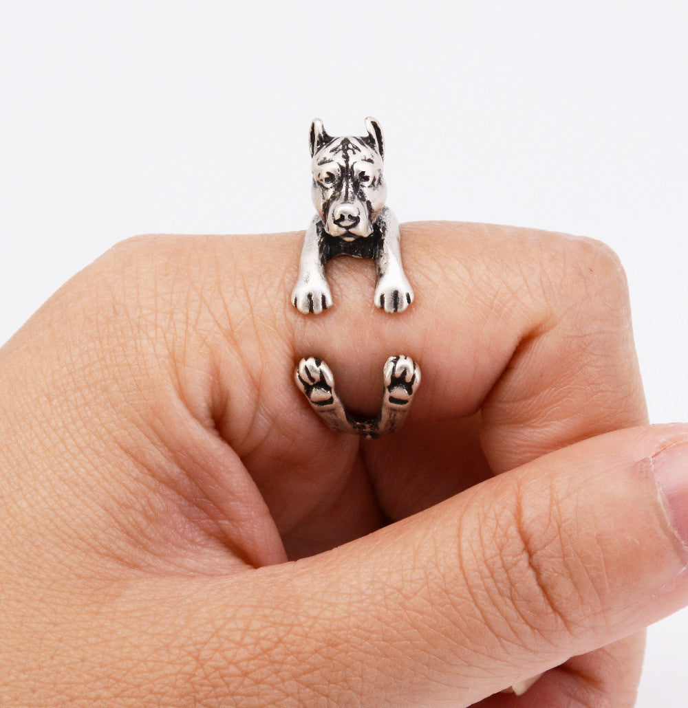 Pit Bull Puppy Dog Wrap Ring