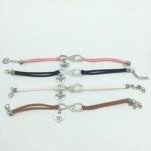 Cat Paw Heart Pendant Leather Bracelet