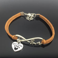 Cat Paw Heart Pendant Leather Bracelet