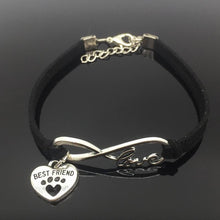 Cat Paw Heart Pendant Leather Bracelet