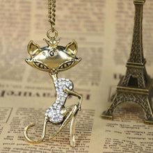Sexy Cat Girl Crystal Pendant Necklace