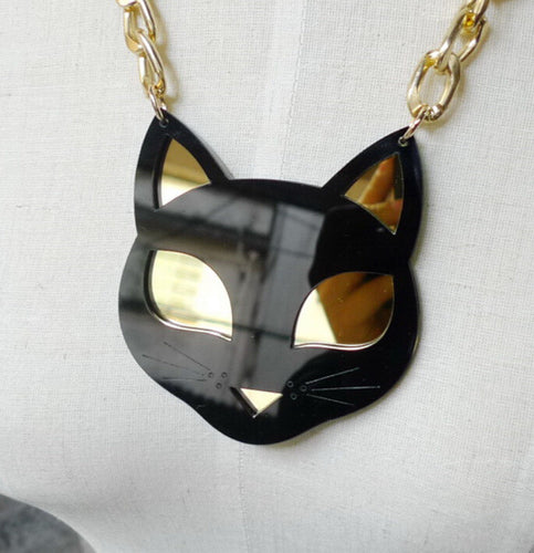 Acrylic Punk Black Cat Necklace