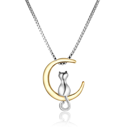 Cat in the Moon Pendant Necklace