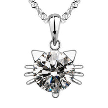 925 Silver Plated Cat Amethyst Pendant Necklace