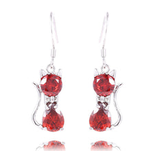 Silver Plated Elegant Crystal Cat Earrings