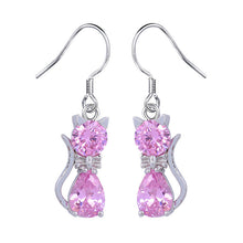 Silver Plated Elegant Crystal Cat Earrings