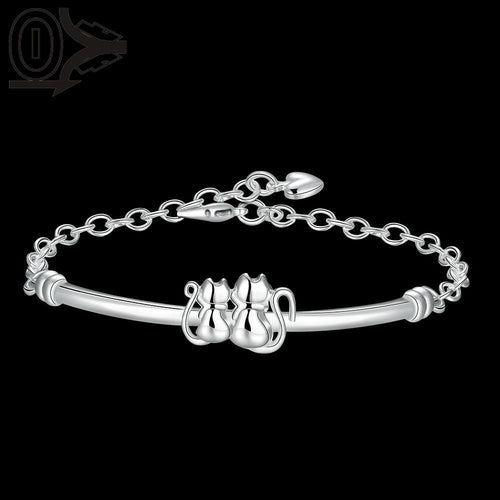 925 Silver Plated Cat Bracelet