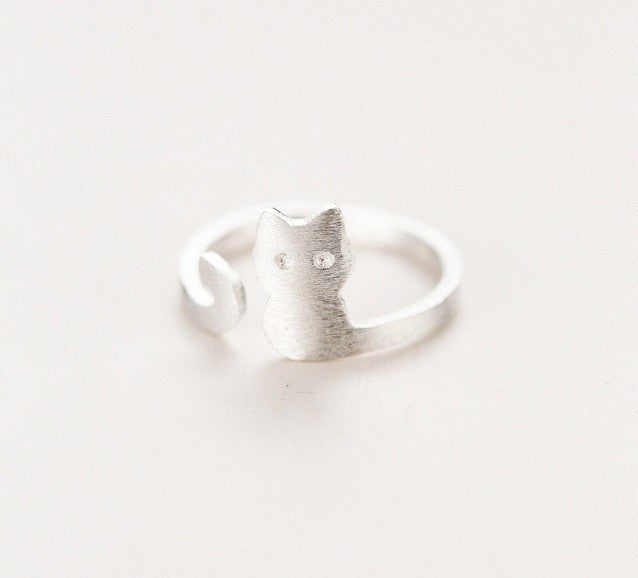 925 Sterling Silver Cat Ring