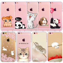 Soft Slim TPU Transparent Cute Animal - Cat / Hamster / Panda / Rabbit Phone Case Cover for iphone 6 6S 4.7"