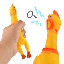 Yellow Shrilling Rubber Chicken Dog Toy