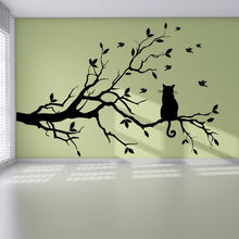 Cat On Tree Branch Wall Sticker
