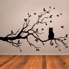 Cat On Tree Branch Wall Sticker