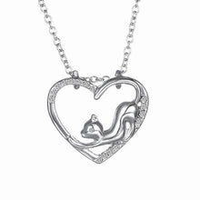 Silver Cat In My Heart Pendant Necklace