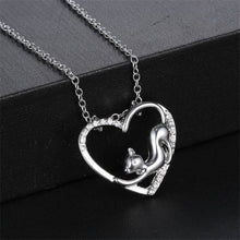 Silver Cat In My Heart Pendant Necklace