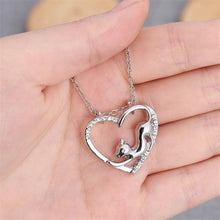 Silver Cat In My Heart Pendant Necklace