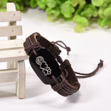 Peace Love Cat Paw Leather Bracelet