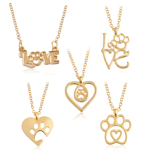 I Love Kitty Paw Necklace