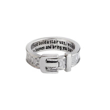 "If tears could build a stairway, I would walk right up to Heaven" Belt Buckle Dog Paw Prints Ring