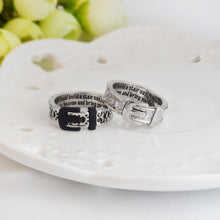 "If tears could build a stairway, I would walk right up to Heaven" Belt Buckle Dog Paw Prints Ring