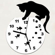 Naughty Cat in Fishbowl Wall Clock