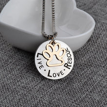 "LIVE LOVE RESCUE" Hollow Gold Paw Pendant Necklace