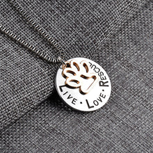 "LIVE LOVE RESCUE" Hollow Gold Paw Pendant Necklace
