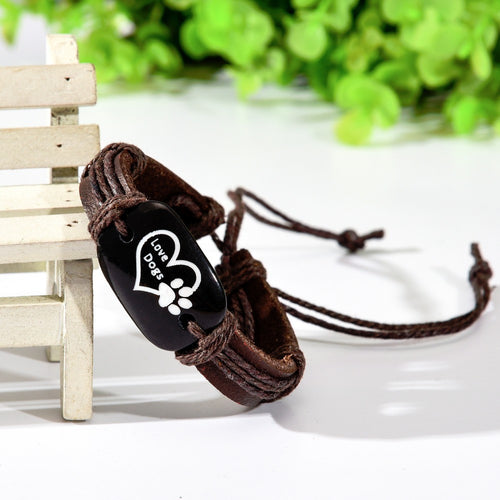 Love Dogs Leather Bracelet