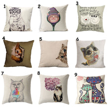 Cat Decorative Cotton / Linen Pillowcase 18x18 inches