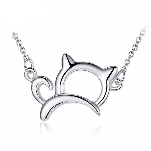 Platinum Plated Pendant Cat Necklace