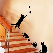 Cat Play With Butterflies Wall Stickers