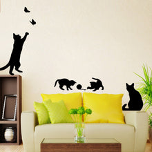 Cat Play With Butterflies Wall Stickers