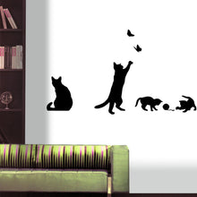 Cat Play With Butterflies Wall Stickers