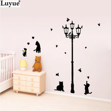 Cats and Birds with Street Lamp Post Wall Stickers