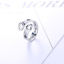Adjustable" I will love you forever" Heart Animal Paw Print Ring