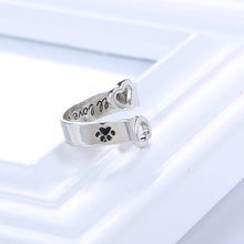 Adjustable" I will love you forever" Heart Animal Paw Print Ring