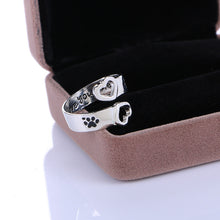 Adjustable" I will love you forever" Heart Animal Paw Print Ring