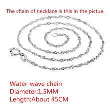 Silver Plated Pink Crystal Cat Pendant with Water Wave Necklace